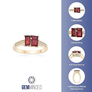 Gemminded 2 Micron Gold Over Silver Garnet & Lab-Created White Sapphire Ring