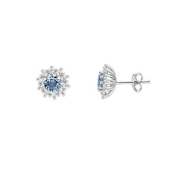 Gemminded Sterling Silver ISQA Blue Topaz & Lab-Created White Sapphire Earrings