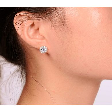 Gemminded Sterling Silver ISQA Blue Topaz & Lab-Created White Sapphire Earrings