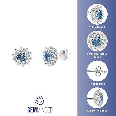 Gemminded Sterling Silver ISQA Blue Topaz & Lab-Created White Sapphire Earrings