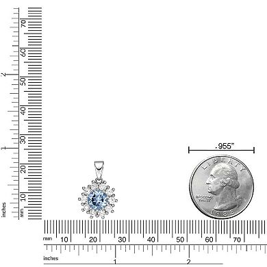 Gemminded Sterling Silver ISQA Blue Topaz & Lab-Created White Sapphire Pendant Necklace