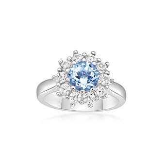 Gemminded Sterling Silver ISQA Blue Topaz & Lab-Created White Sapphire Ring