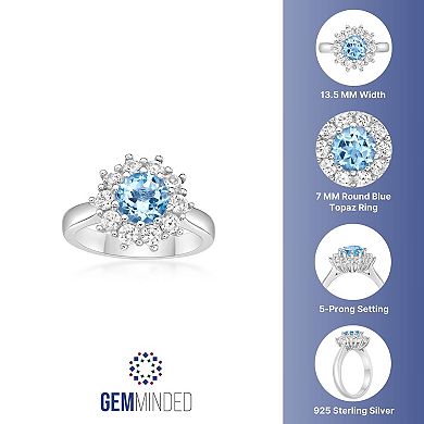 Gemminded Sterling Silver ISQA Blue Topaz & Lab-Created White Sapphire Ring