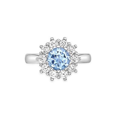 Gemminded Sterling Silver ISQA Blue Topaz & Lab-Created White Sapphire Ring