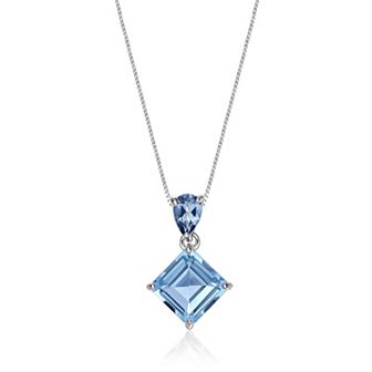 Gemminded Sterling Silver ISQA Blue Topaz & London Blue Topaz Pendant Necklace