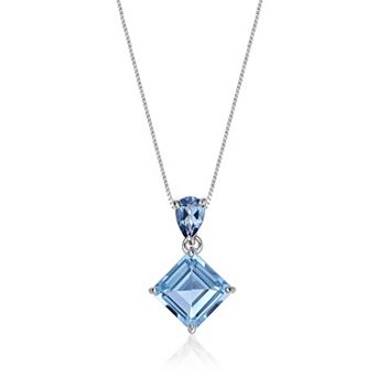 Gemminded Sterling Silver ISQA Blue Topaz & London Blue Topaz Pendant Necklace