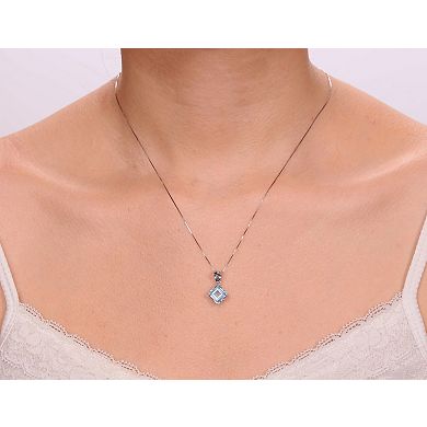Gemminded Sterling Silver ISQA Blue Topaz & London Blue Topaz Pendant Necklace