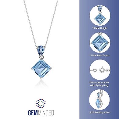 Gemminded Sterling Silver ISQA Blue Topaz & London Blue Topaz Pendant Necklace