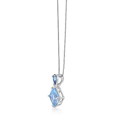 Gemminded Sterling Silver ISQA Blue Topaz & London Blue Topaz Pendant Necklace