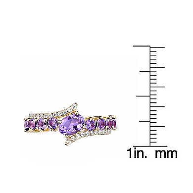 Gemminded 2 Micron Gold Over Silver Amethyst & White Topaz Ring