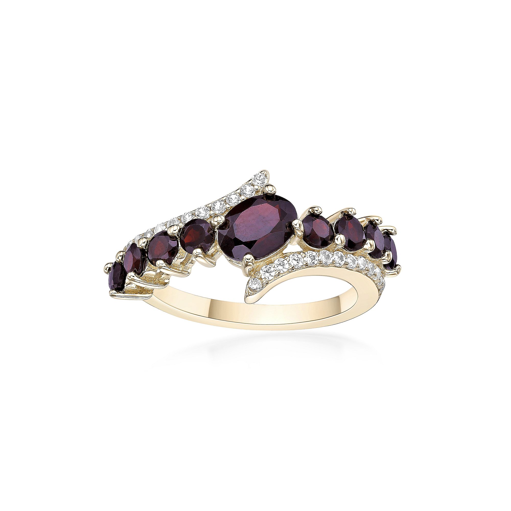 Gemminded 2 Micron Gold Over Silver Garnet & White Topaz Ring, Womens, Siz