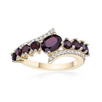 Gemminded 2 Micron Gold Over Silver Garnet & White Topaz Ring