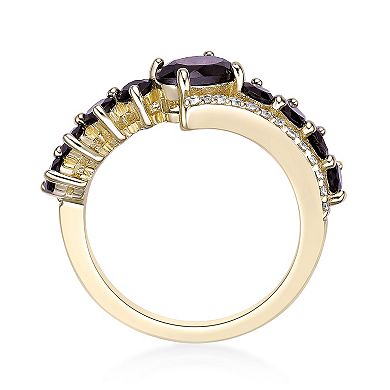 Gemminded 2 Micron Gold Over Silver Garnet & White Topaz Ring