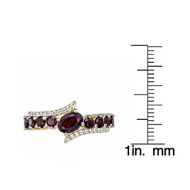 Gemminded 2 Micron Gold Over Silver Garnet & White Topaz Ring