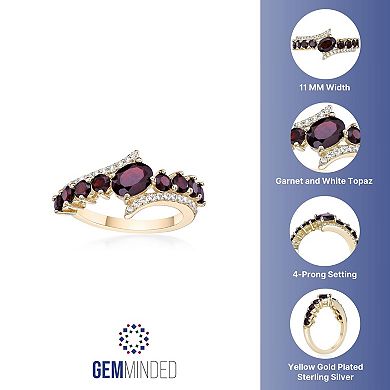 Gemminded 2 Micron Gold Over Silver Garnet & White Topaz Ring