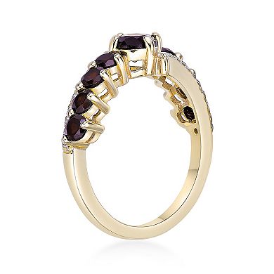 Gemminded 2 Micron Gold Over Silver Garnet & White Topaz Ring