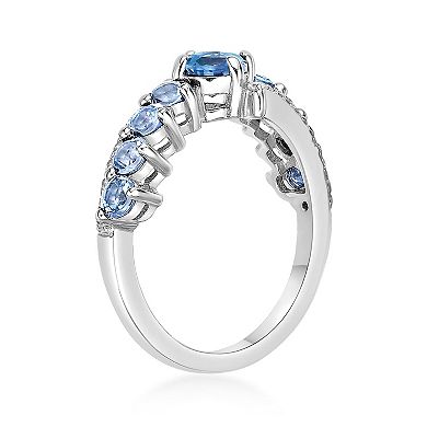 Gemminded Sterling Silver ISQA Blue & White Topaz Ring