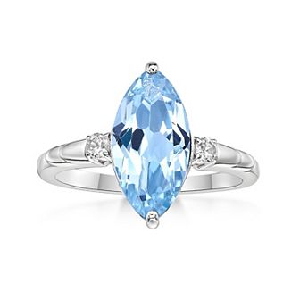 Gemminded Sterling Silver ISQA Blue Topaz & Lab-Created White Sapphire Ring