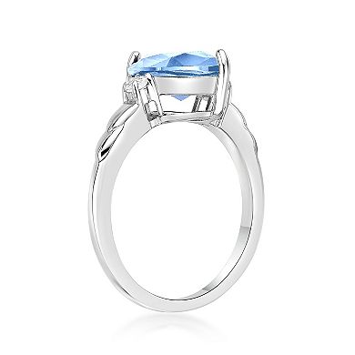 Gemminded Sterling Silver ISQA Blue Topaz & Lab-Created White Sapphire Ring