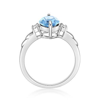 Gemminded Sterling Silver ISQA Blue Topaz & Lab-Created White Sapphire Ring
