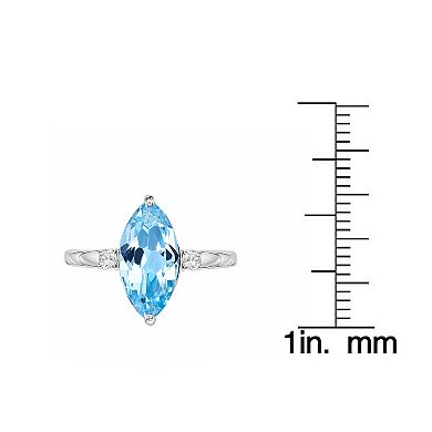 Gemminded Sterling Silver ISQA Blue Topaz & Lab-Created White Sapphire Ring