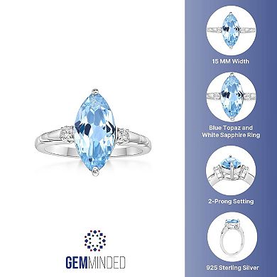 Gemminded Sterling Silver ISQA Blue Topaz & Lab-Created White Sapphire Ring