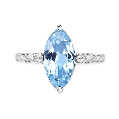 Gemminded Sterling Silver ISQA Blue Topaz & Lab-Created White Sapphire Ring
