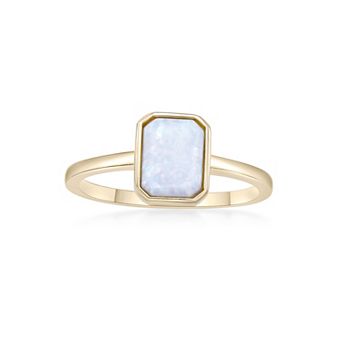 Gemminded 2 Micron Gold Over Silver Lab-Created Opal Ring