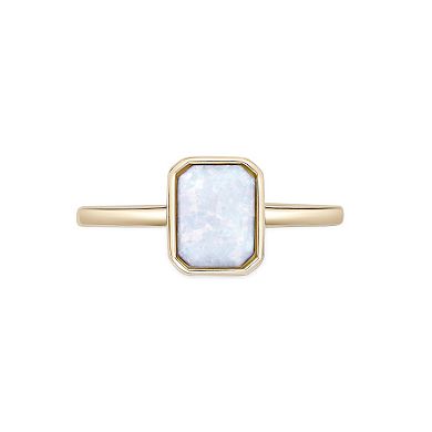 Gemminded 2 Micron Gold Over Silver Lab-Created Opal Ring