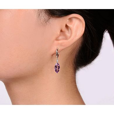 Gemminded Sterling Silver Amethyst & Lab-Created White Sapphire Earrings