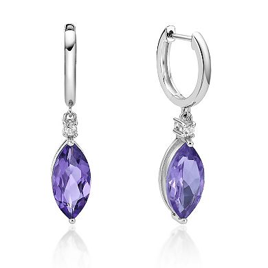 Gemminded Sterling Silver Amethyst & Lab-Created White Sapphire Earrings