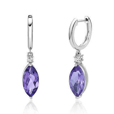 Gemminded Sterling Silver Amethyst & Lab-Created White Sapphire Earrings