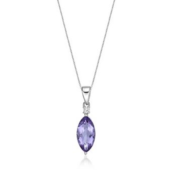 Gemminded Sterling Silver Amethyst & Lab-Created White Sapphire Pendant Necklace