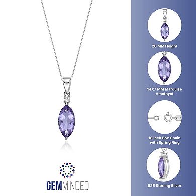 Gemminded Sterling Silver Amethyst & Lab-Created White Sapphire Pendant Necklace