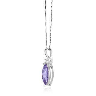 Gemminded Sterling Silver Amethyst & Lab-Created White Sapphire Pendant Necklace