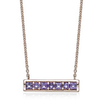 Gemminded 2 Micron Rose Gold Over Silver Amethyst Pendant Necklace