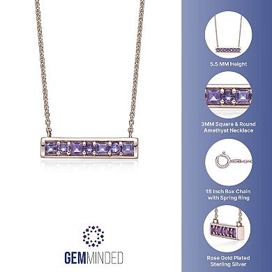 Gemminded 2 Micron Rose Gold Over Silver Amethyst Pendant Necklace