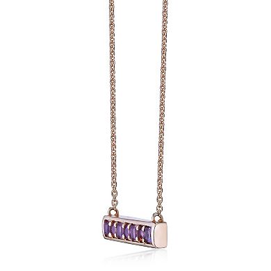 Gemminded 2 Micron Rose Gold Over Silver Amethyst Pendant Necklace