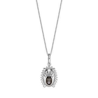 Gemminded Sterling Silver Smokey Quartz & Lab-Created White Sapphire Pendant Necklace
