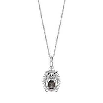 Gemminded Sterling Silver Smokey Quartz & Lab-Created White Sapphire Pendant Necklace