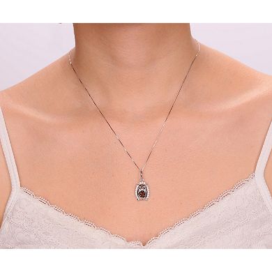 Gemminded Sterling Silver Smokey Quartz & Lab-Created White Sapphire Pendant Necklace
