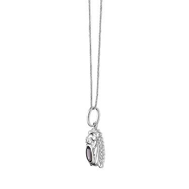 Gemminded Sterling Silver Smokey Quartz & Lab-Created White Sapphire Pendant Necklace