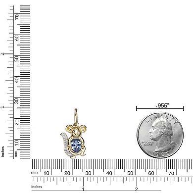 Gemminded 2 Micron Gold Over Silver Lab-Created Aquamarine & Lab-Created White Sapphire Mouse Pendant Necklace