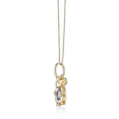 Gemminded 2 Micron Gold Over Silver Lab-Created Aquamarine & Lab-Created White Sapphire Mouse Pendant Necklace