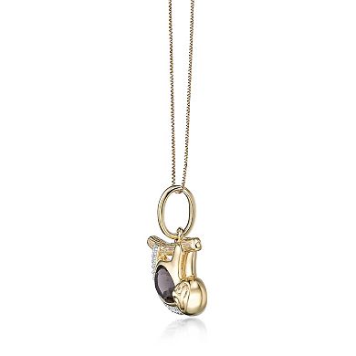Gemminded Sterling Silver Smokey Quartz & Lab-Created White Sapphire Monkey Pendant Necklace