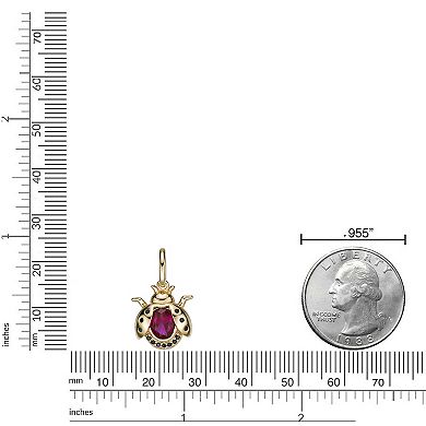 Gemminded 2 Micron Gold Over Silver Lab-Created Ruby & Black Spinel Ladybug Pendant Necklace