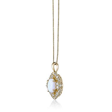 Gemminded 2 Micron Lab-Created Opal & Lab-Created White Sapphire Pendant Necklace