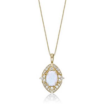 Gemminded 2 Micron Lab-Created Opal & Lab-Created White Sapphire Pendant Necklace