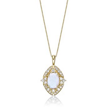 Gemminded 2 Micron Lab-Created Opal & Lab-Created White Sapphire Pendant Necklace