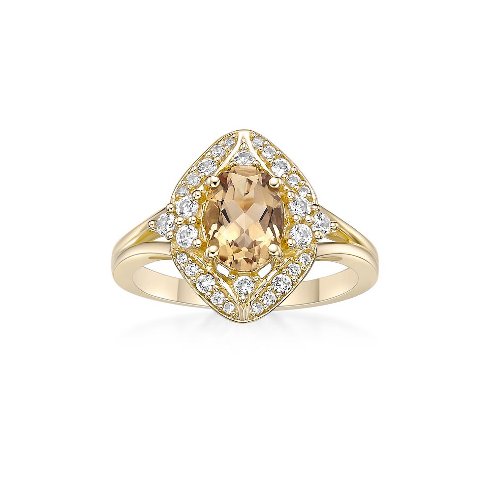Gemminded 2 Micron Citrine & Lab-Created White Sapphire Ring